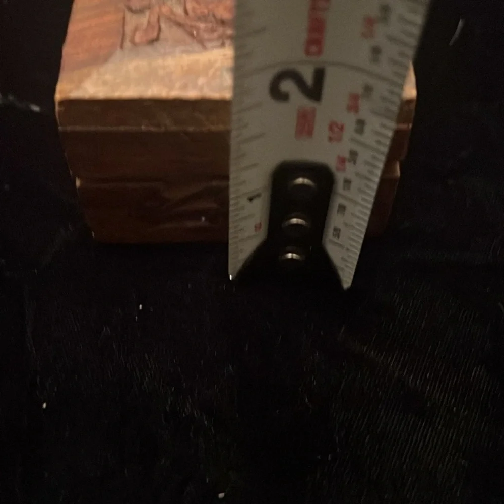 VTG Handcrafted Carved Wooden Trinket Box 2.25